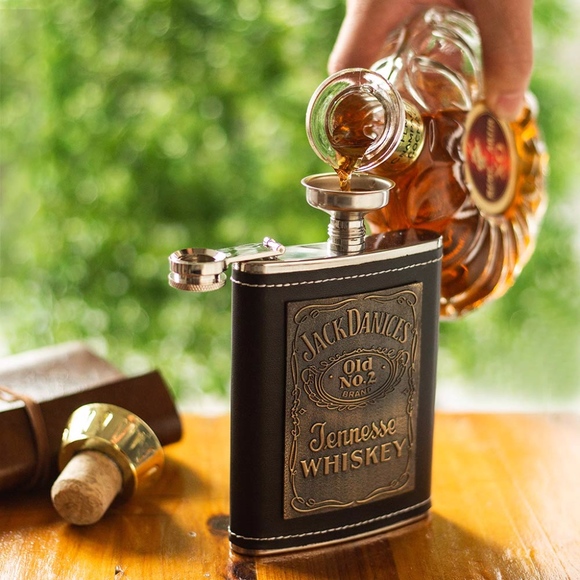 Leather & Stainless Steel Jack Daniel's Flask NWT - Picture 5 of 7